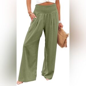 NEW ANRABESS Women’s Linen Wide Leg Lounge Pant